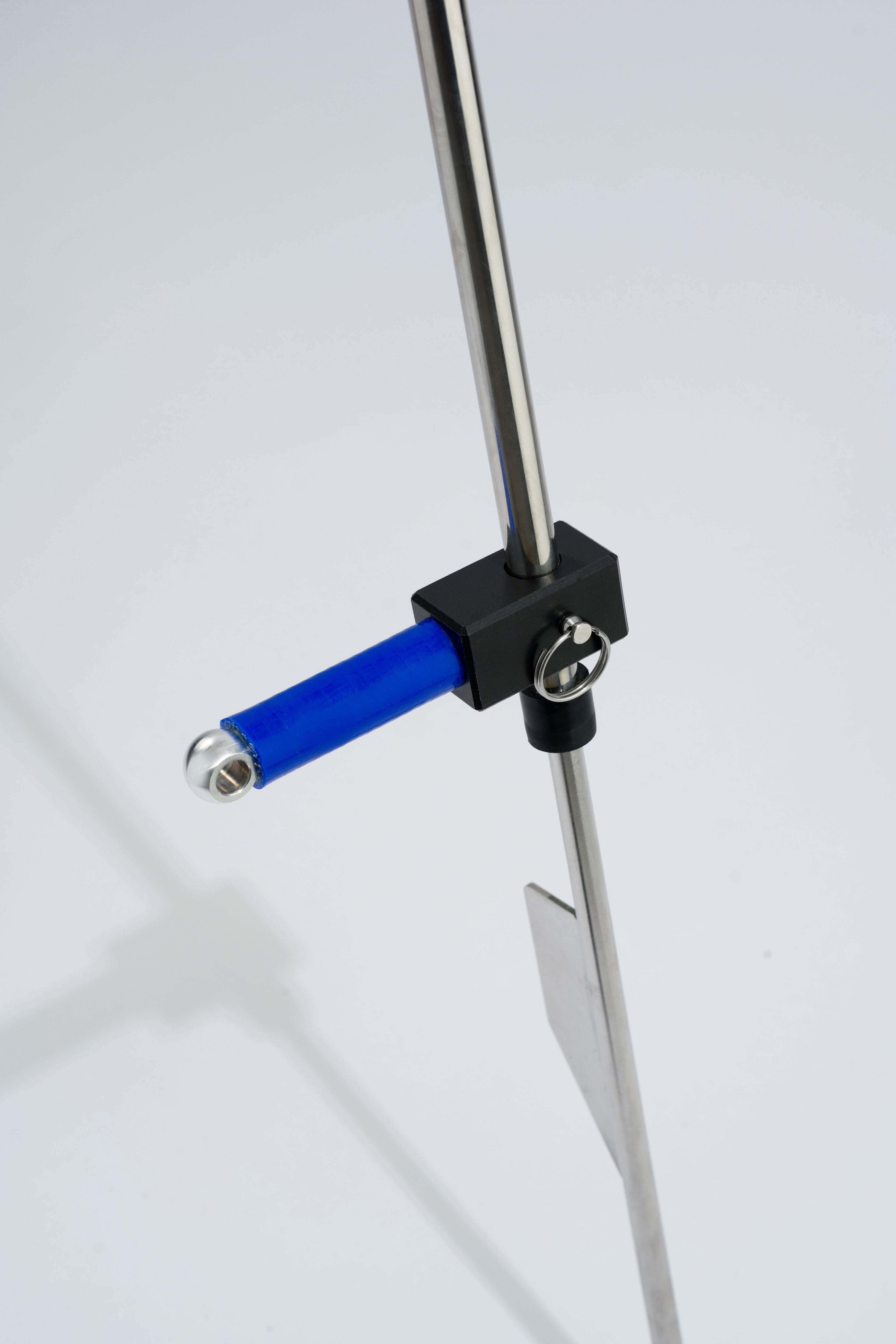 Blue foot peg on stainless steel sand spike