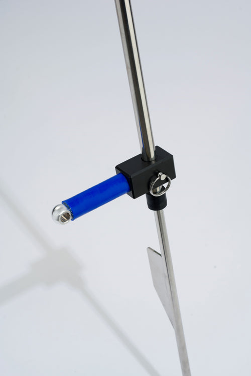 Blue foot peg on stainless steel sand spike
