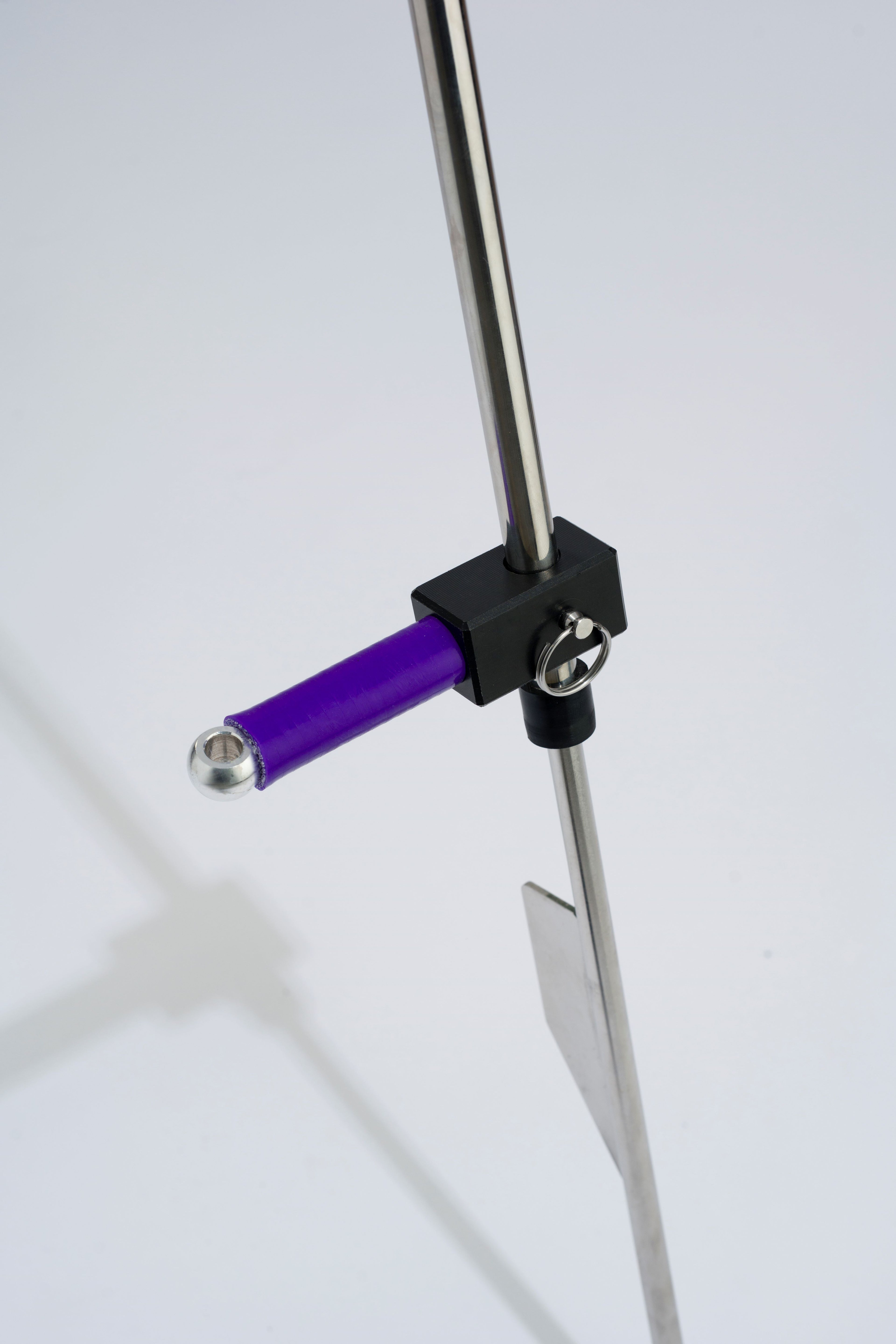 Purple foot peg on stainless steel sand spike