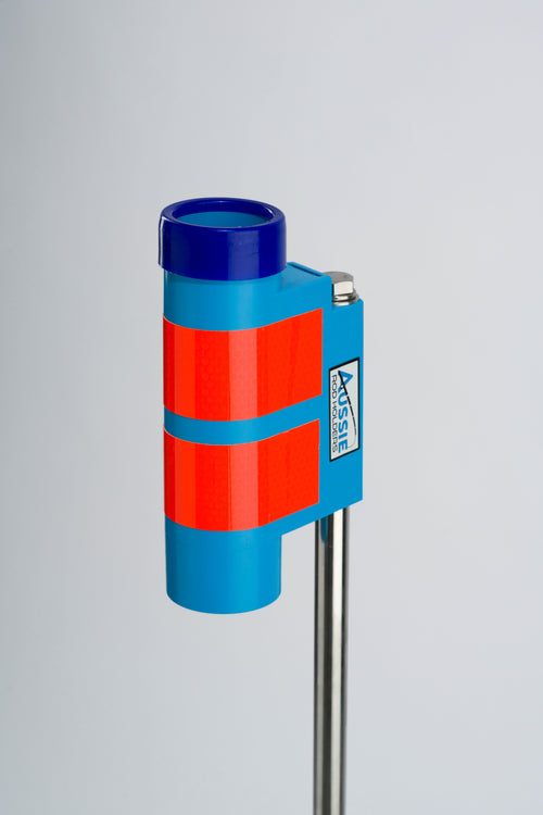 Fishing rod holder with blue reel guard